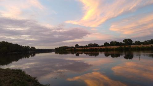Sunset on Kansas River in Burcham Park in Lawrence